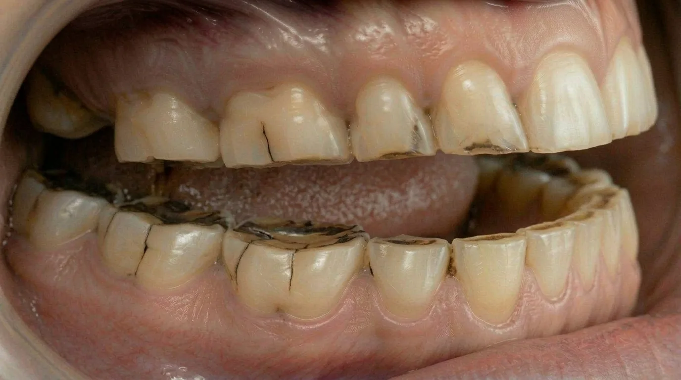 Severe bruxism – significant tooth structure loss from long-term grinding