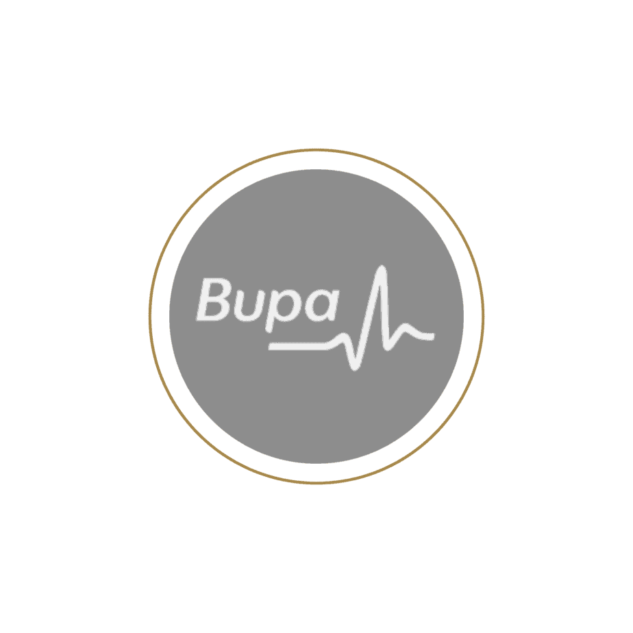 Bupa logo black and white with golden ring