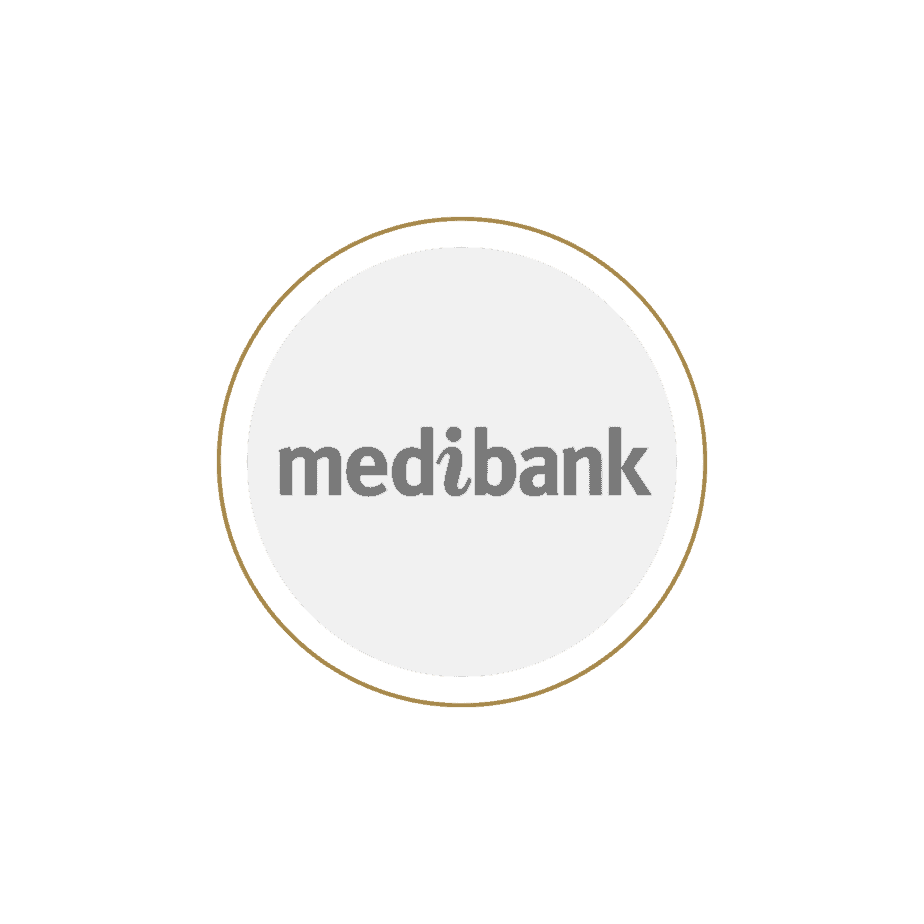 Medibank logo black and white with golden ring