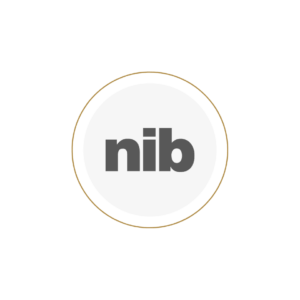 NIB Logo black and white and gold ring