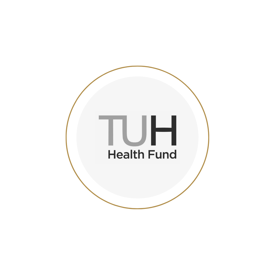 TUH Logo black and white and gold ring