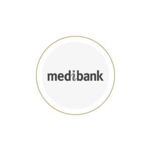 Medibank Logo black and white and gold ring